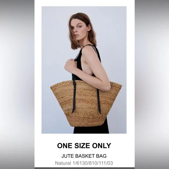 JUTE BASKET BAG - Picture 1 of 3